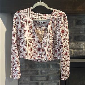 Stone Cold Fox Geometric Blouse in Red and Cream